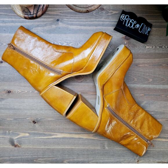 Free People Ruby Shine Cognac Block Heel Ankle Booties - Picture 9 of 11